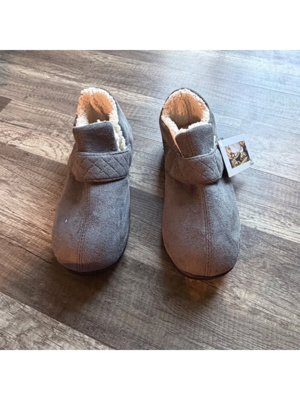 Cozy Gray Zizor Womens Slippers With Faux Fur Lining Quilted Design & Durable So